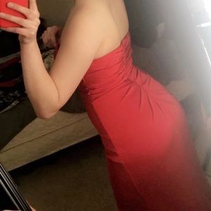 Red silk prom dress from Glitz